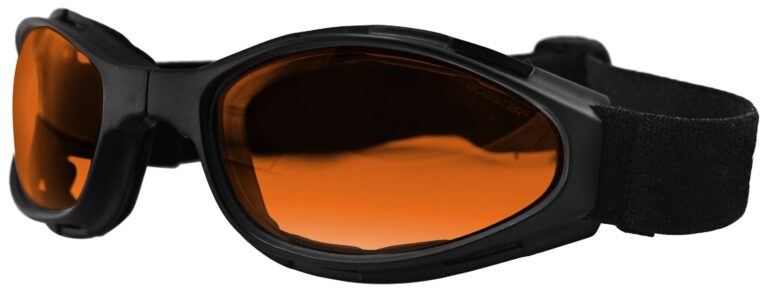 Bobster Crossfire Goggles, matte black frame with amber lens. Angled left