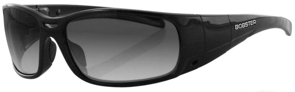 Bobster Gunner Glasses, black frame with photochromic lens. Angled left