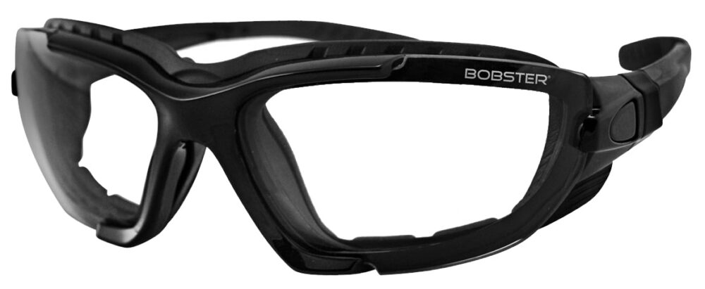 Bobster Renegade Glasses, Gloss Black frame with RX lens. Angled left