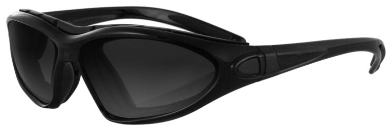 Bobster Road Master Convertible Sunglasses, Gloss Black frame with Smoke Photochromic lens. Angled left