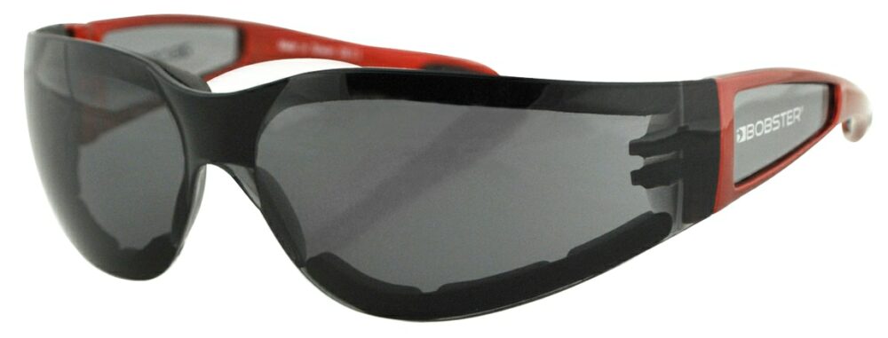 Bobster Shield II Sunglasses, Gloss Red frame with Smoke Lens. Angled left