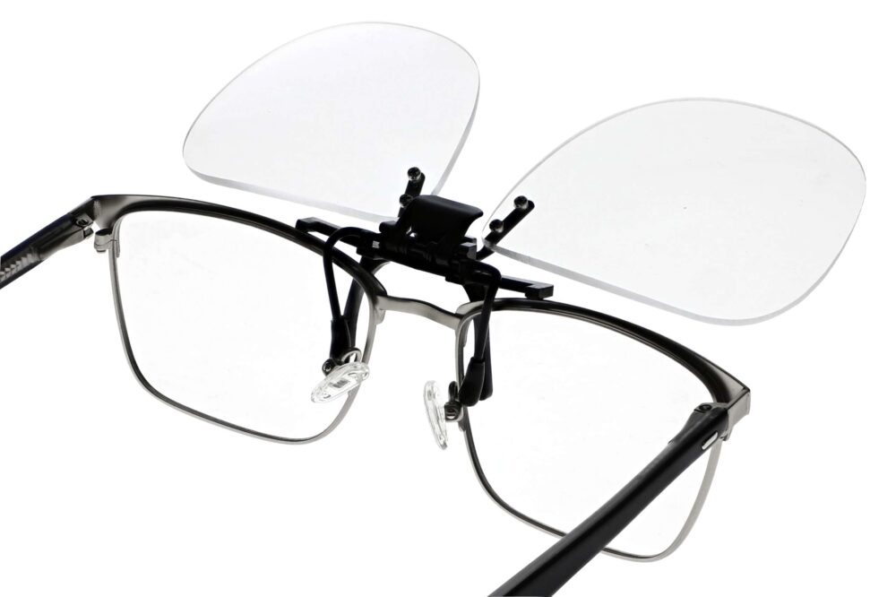 Large Clear Magnifying Clip On Angled to the Rear Side Right