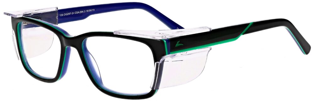 OnGuard 621 Prescription Safety Glasses in Black frame, Angled Left Side
