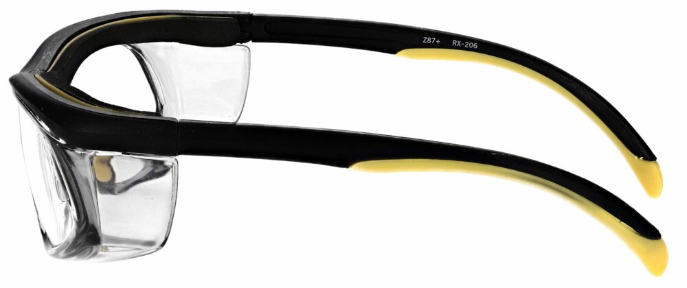 Prescription Safety Glasses RX-206 in Yellow/Black with Clear Side Shields RX-206-YB