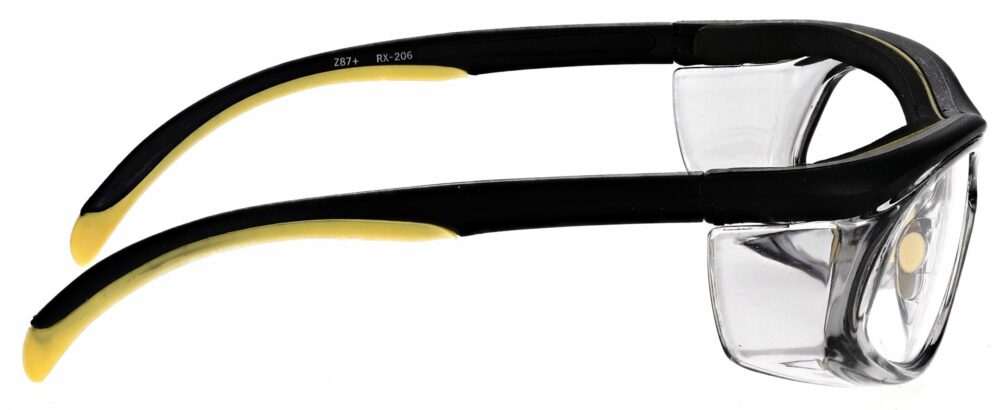 Prescription Safety Glasses RX-206 in Yellow/Black with Clear Side Shields RX-206-YB