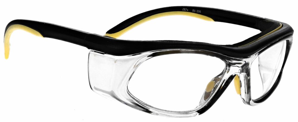 Prescription Safety Glasses RX-206 in Yellow/Black with Clear Side Shields RX-206-YB
