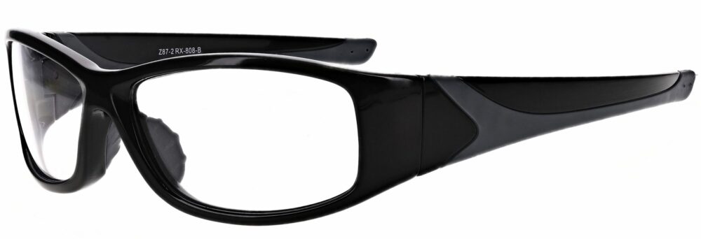 Prescription Wraparound Safety Glasses in Model RX-808-BK in Black
