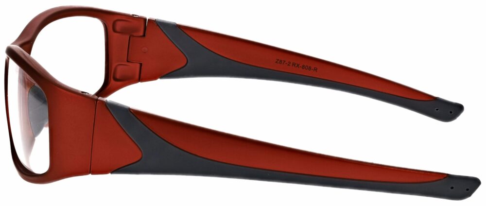 Prescription Wraparound Safety Glasses in Model RX-808-R in Red