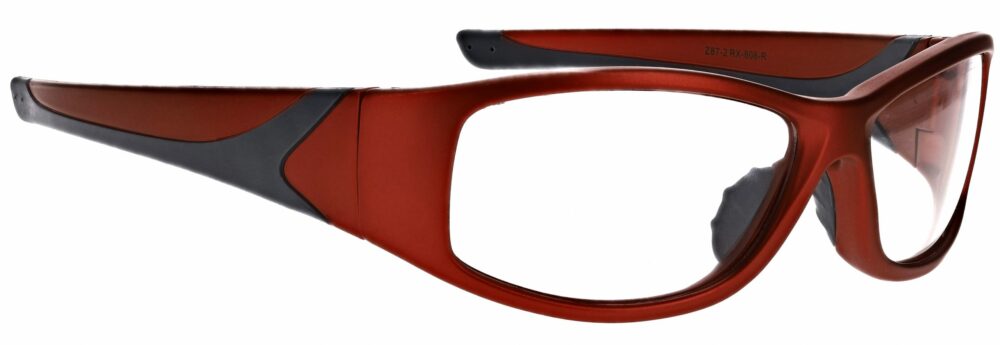 Prescription Wraparound Safety Glasses in Model RX-808-R in Red