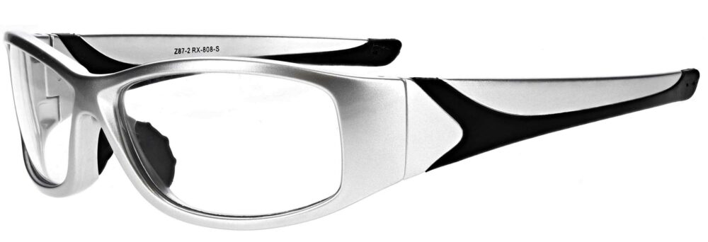 Prescription Wraparound Safety Glasses in Model RX-808-S in Silver