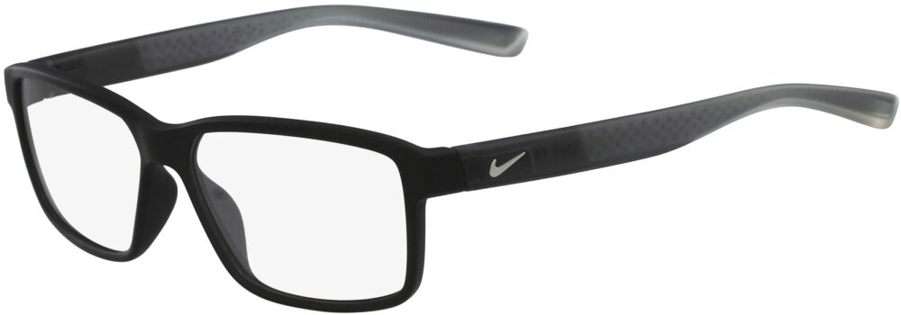 Nike 7092 010 Matte Black Anthracite Clear Frame Matte Black Anthracite Clear Lens Angled Side Left