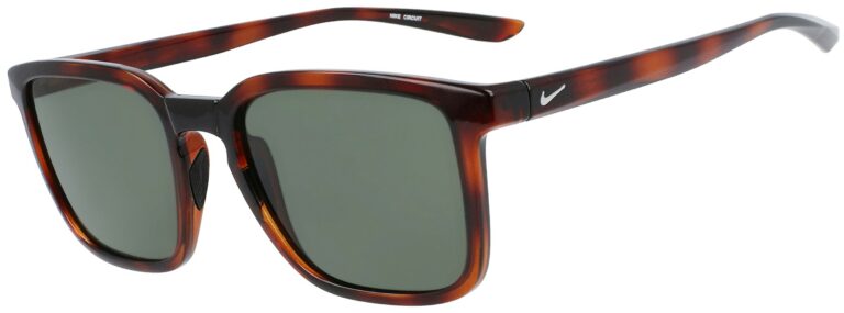 Nike Circuit in Soft Tortoise Frame with Green Lens, Angled to the side Left