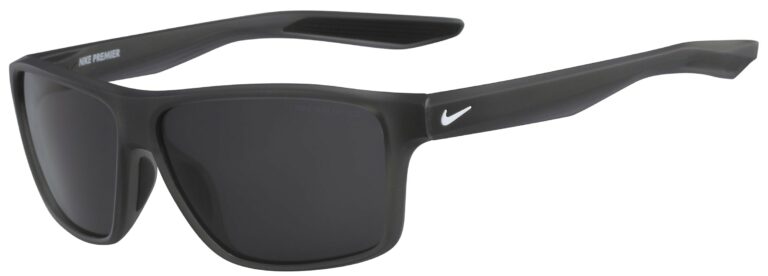 Nike Premier Sunglasses in Matte Anthracite Frame with Dark Grey Lens, Angled to the Side Left