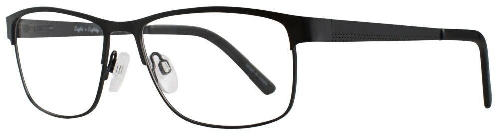 Eight to Eighty Ken Eyeglasses, Black frame. Angled left
