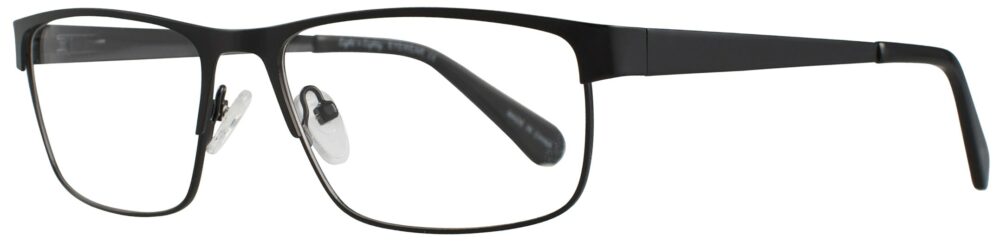 Eight to Eighty Tanner Eyeglasses, Black frame. Angled left