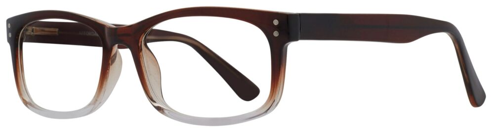 Affordable Designs Finn Eyeglasses, Brown Fade frame. Angled left