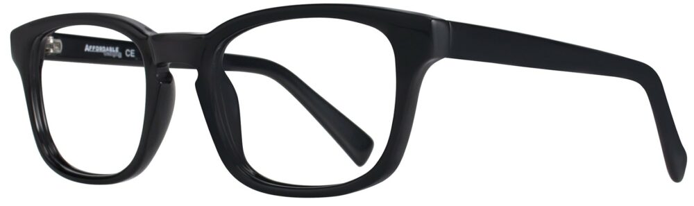 Affordable Designs Jan Eyeglasses, Black frame. Angled left