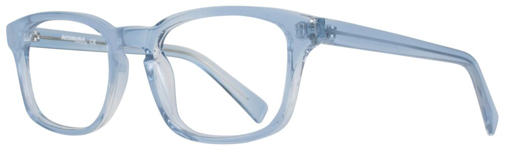 Affordable Designs Jan Eyeglasses, Blue frame. Angled left