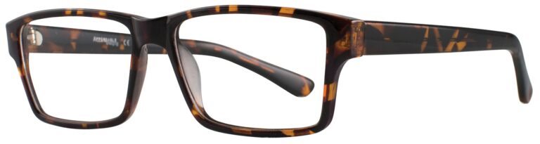Affordable Designs Leo Eyeglasses, Tortoise frame. Angled left