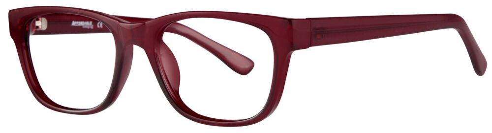 Affordable Designs Lucy Eyeglasses, Burgundy frame. Angled left