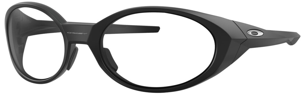 Oakley Eye Jacket Redux. Glasses in a Matte black frame. Angled left