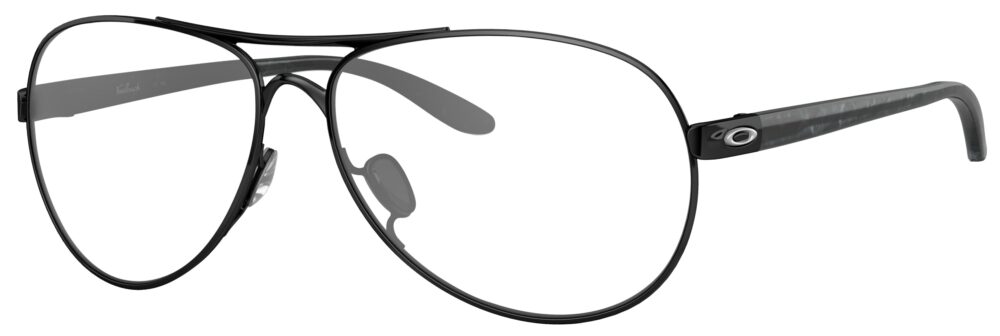 Oakley Feedback Glasses in a Polished Black frame. Angled left