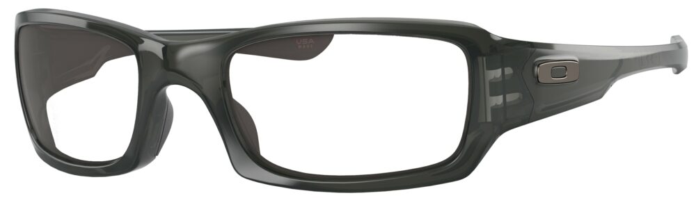 Oakley Fives Squared Glasses in a Gray Smoke frame. Angled left