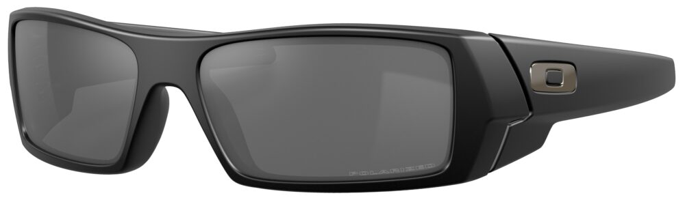 Oakley Gascan Sunglasses in a Matte Black with Black Iridium Polarized Lenses. Angled left