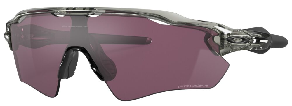 Oakley Radar EV Path Sunglasses, Gray Ink with Prizm Road Black Lenses. Angled Left