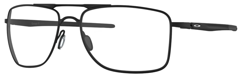 Oakley Gauge 8 Sunglasses in a Matte Black frame. Angled Left
