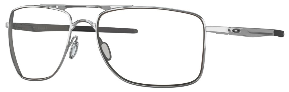 Oakley Gauge 8 Sunglasses in a Polished Chrome frame. Angled Left