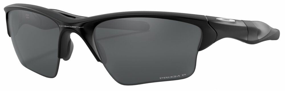 Oakley Half Jacket 2.0 XL Sunglasses in a Matte Black with Prizm Black Polarized Lens. Angled left
