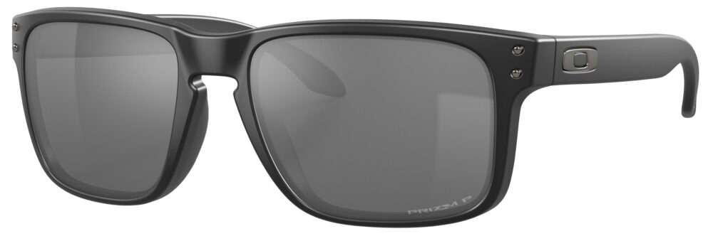 Oakley Holbrook Sunglasses in a Matte Black with Prizm Black Polarized Lenses. Angled Left