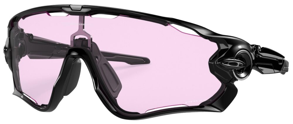 Oakley Jawbreaker Sunglasses in a Polished Black with Prizm Low Light Lens. Angled Left