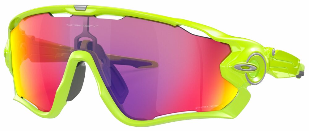 Oakley Jawbreaker Sunglasses in a Retina Burn with Prizm Road Lens. Angled Left