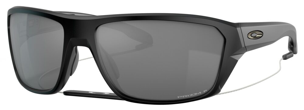 Oakley Split Shot Sunglasses, Matte Black with Prizm Black Polarized Lenses. Angled left