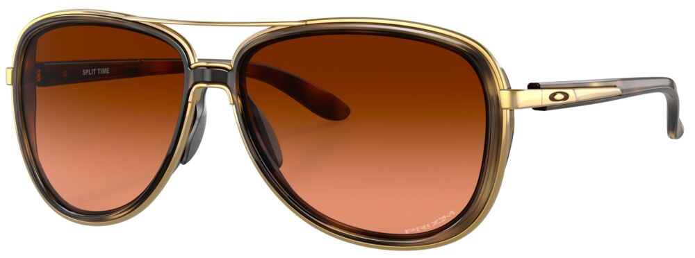 Oakley Split Time Sunglasses, Brown Tortoise with Prizm Brown Gradient Lenses. Angled Left