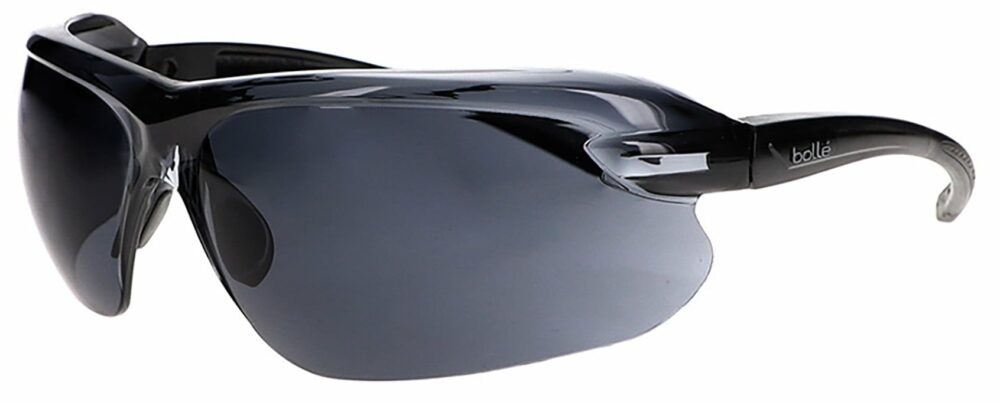 Bolle IRI-s in a Black and Gray Frame with Smoke Platinum Lenses, Angled side left