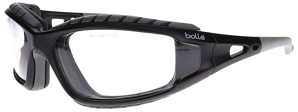 Bolle Tracker Prescription Safety Glasses in a Black frame with Clear Lenses