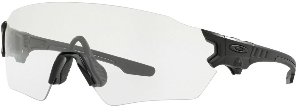 Oakley Tombstone™ Spoil Industrial Safety Glass in Matte Black with Clear Lenses, angled to the side left