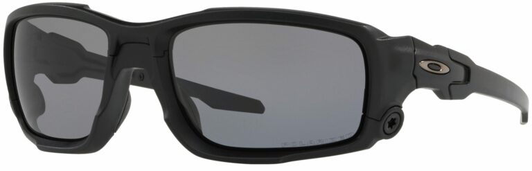 Oakley Standard Issue Ballistic Shocktube™ Matte Black Frame with Polarized Grey Lenses, Angled to the Side Left