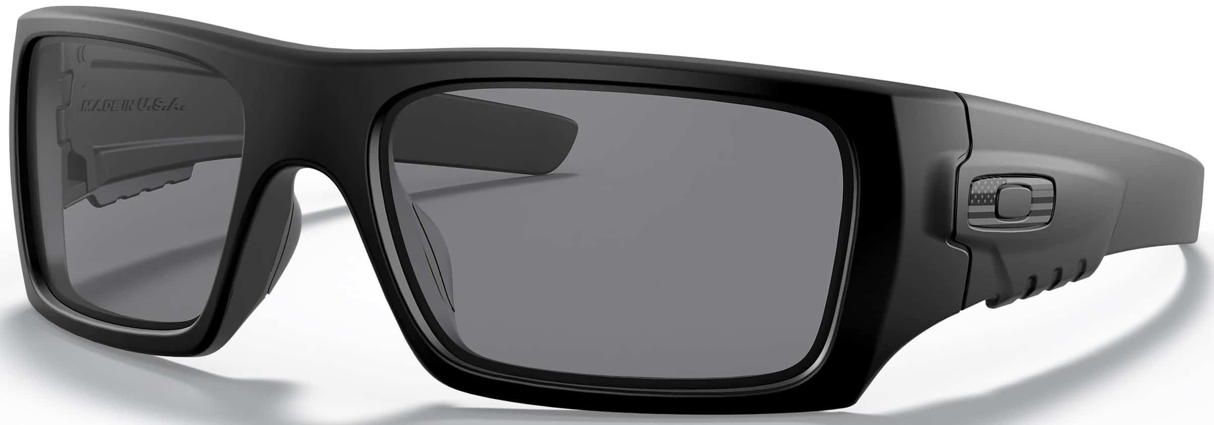 Standard Issue Det-Cord with USA Flag Emblem in Grey and Grey Lenses, Angled to the Side Left