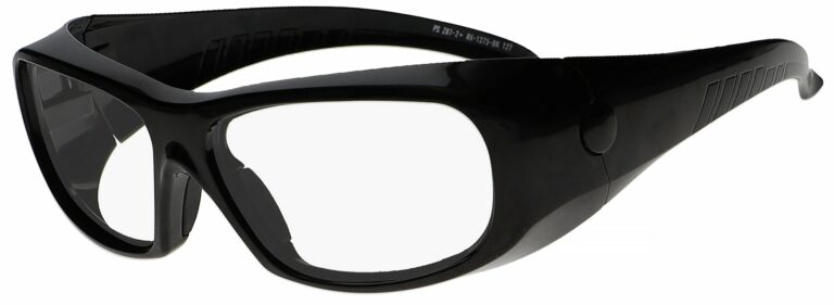 RX-1375 Prescription Safety Glasses in Black Frame, angled to the side left