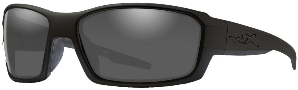 Wiley X Rebel in Matte Black Frame with Smoke Grey Lens, Angled Side Left
