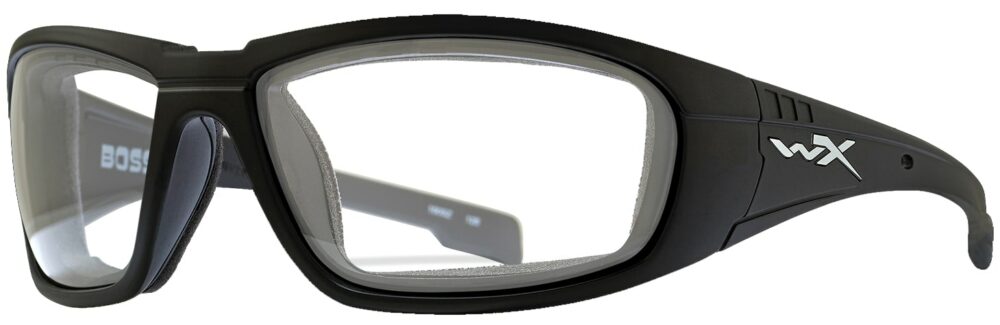 Wiley X Boss in Matte Black, Angled to the Side Left