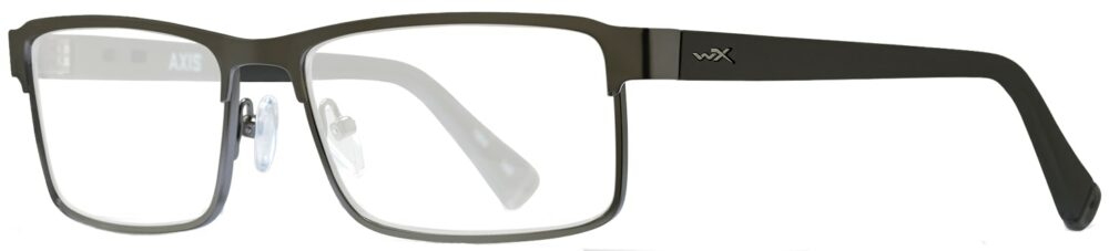 Wiley X Worksight Axis in Matte Dark Gunmetal with Utility Green Temples , Angled to the Side Left