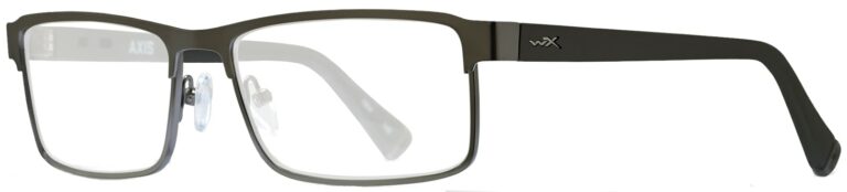 Wiley X Worksight Axis in Matte Dark Gunmetal with Utility Green Temples , Angled to the Side Left
