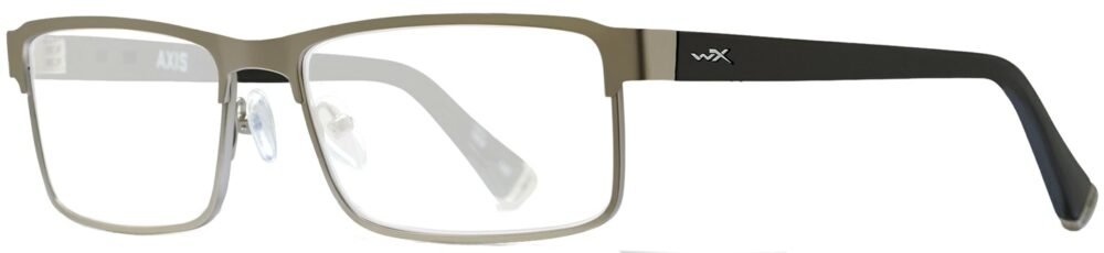 Wiley X Worksight Axis in Matte Silver Frame with Black Temples, Angled to the Side Left