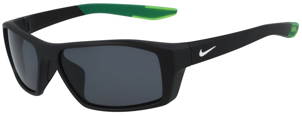Nike Brazen Shadow in Matte Black Frame with Dark Grey Lens, Angled to the Side Left