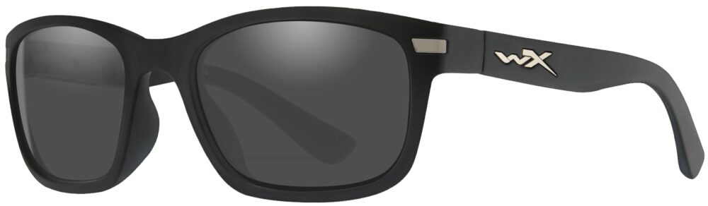 Wiley X Helix in Matte Black Frame with Grey Lens, Angled to the Side Left